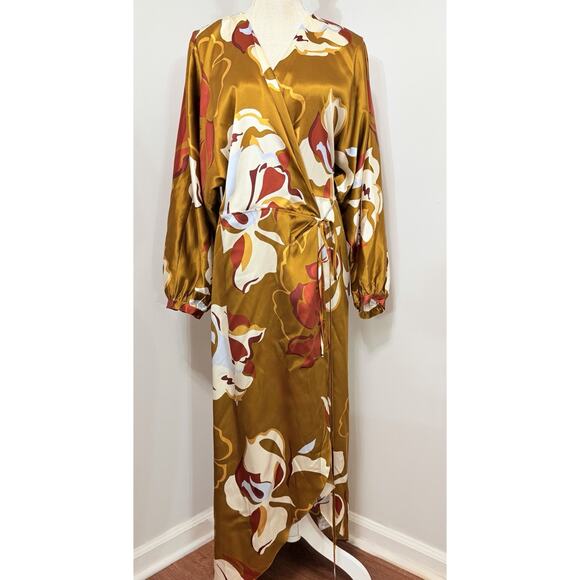 NWT Reformation Gilbert Silk Wrap Dress Sepia Sexy Classy Medium M NWT $348 - Picture 1 of 8